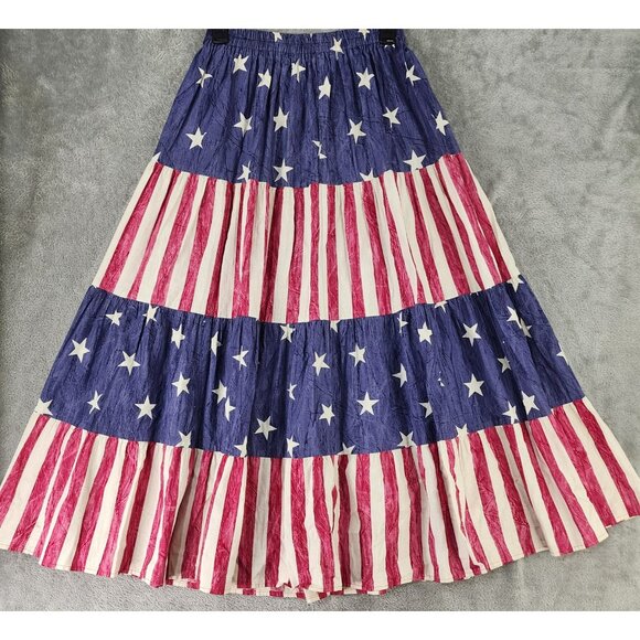 J Suzette Skirt Womens XL American Flag Stars Stripes Patriotic 90s Vintage USA - Picture 1 of 9